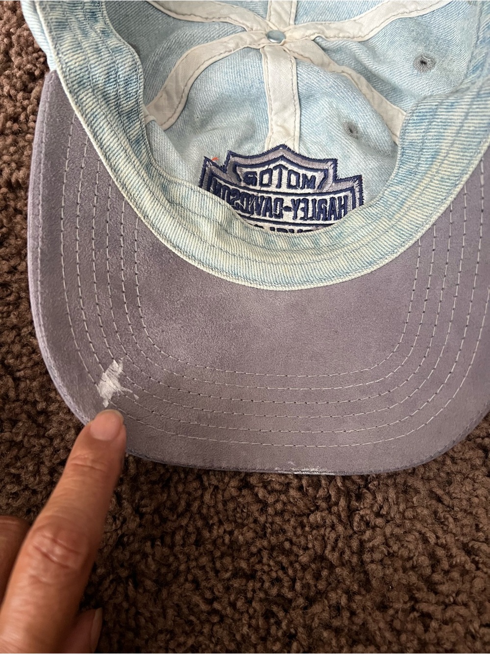 Vintage Harley-Davidson Light Blue Denim Baseball Cap w/suede hat bill. - Picture 6 of 6